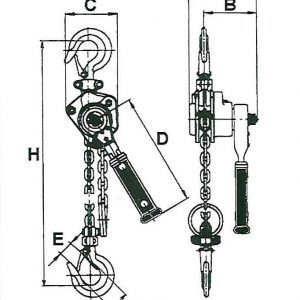 Drawing - Ratchet lever hoist HADEF 25/13