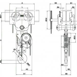 Drawing - Manual chain hoist HADEF 26/12 HH